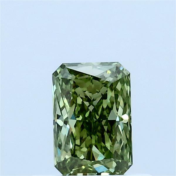 0.52 Carat Radiant Lab Grown Diamond, Fancy Vivid Green Color, VS1 Clarity