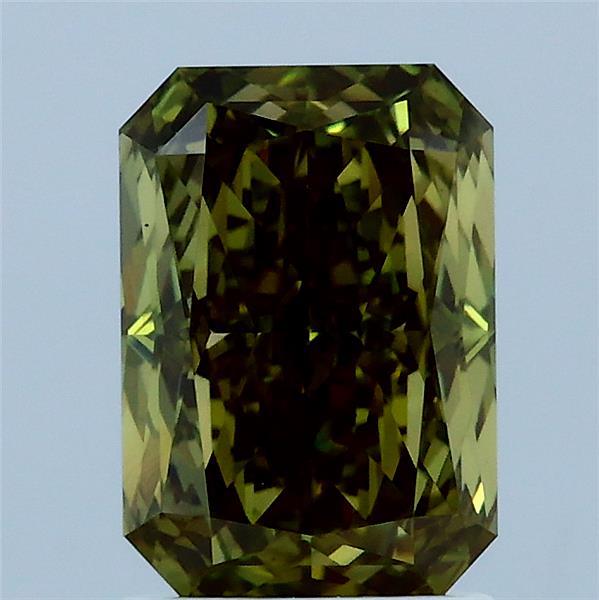 2.13 Carat Radiant Lab Grown Diamond, Fancy Intense Green Color, VS2 Clarity