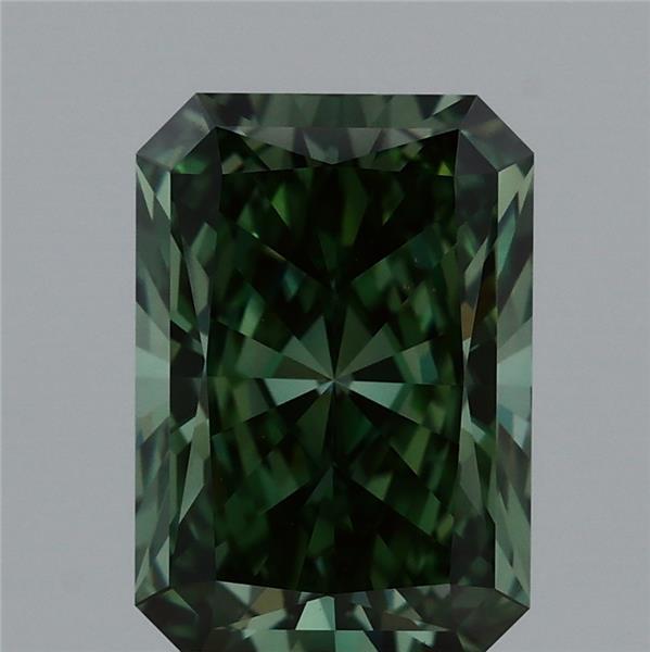 2.02 Carat Radiant Lab Grown Diamond, Fancy Vivid Green Color, VS1 Clarity