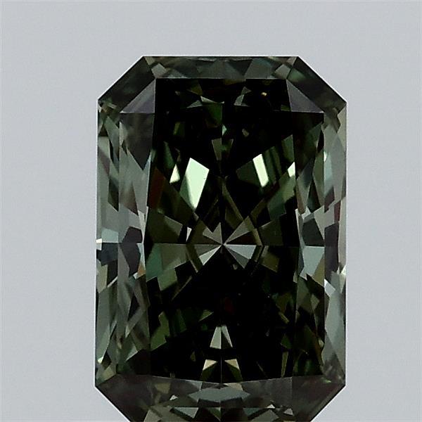 1.01 Carat Radiant Lab Grown Diamond, Fancy Vivid Green Color, VVS2 Clarity