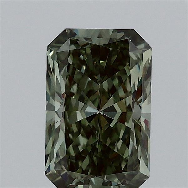 1.02 Carat Radiant Lab Grown Diamond, Fancy Vivid Green Color, VVS2 Clarity