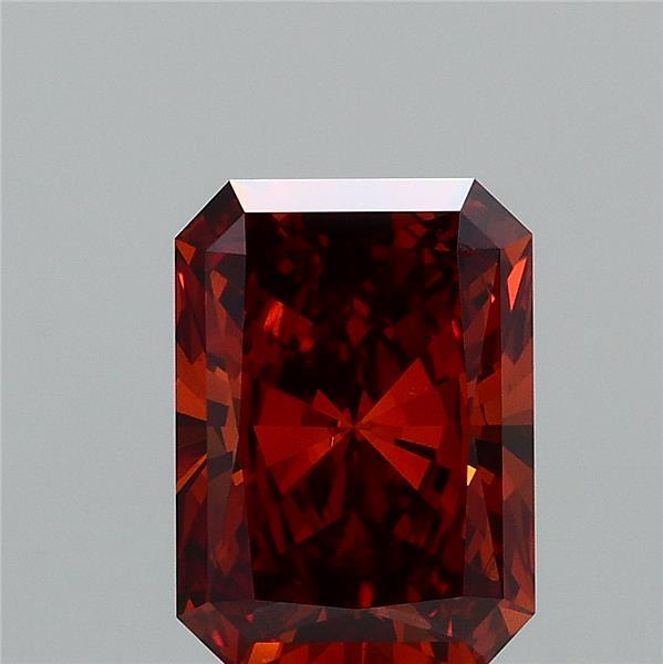 2.00 Carat Radiant Lab Grown Diamond, Fancy Intense Brownish Orange Color, VS2 Clarity