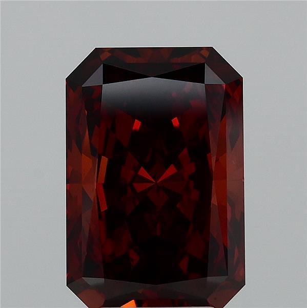 4.06 Carat Radiant Lab Grown Diamond, Fancy Intense Brownish Orange Color, VS2 Clarity