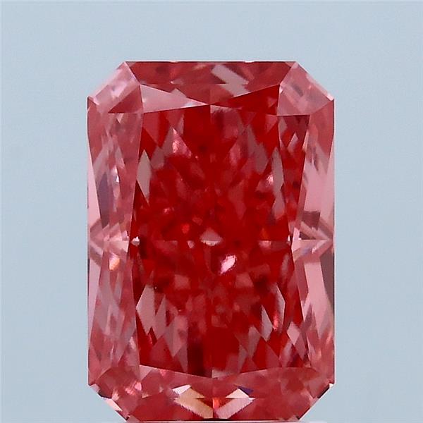 2.55 Carat Radiant Lab Grown Diamond, Fancy Vivid Pink Color, VS1 Clarity