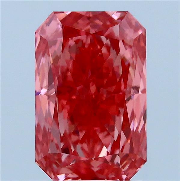 2.41 Carat Radiant Lab Grown Diamond, Fancy Vivid Pink Color, VVS2 Clarity