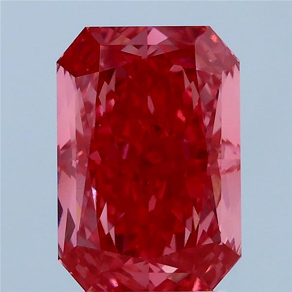 3.23 Carat Radiant Lab Grown Diamond, Fancy Vivid Pink Color, VVS2 Clarity