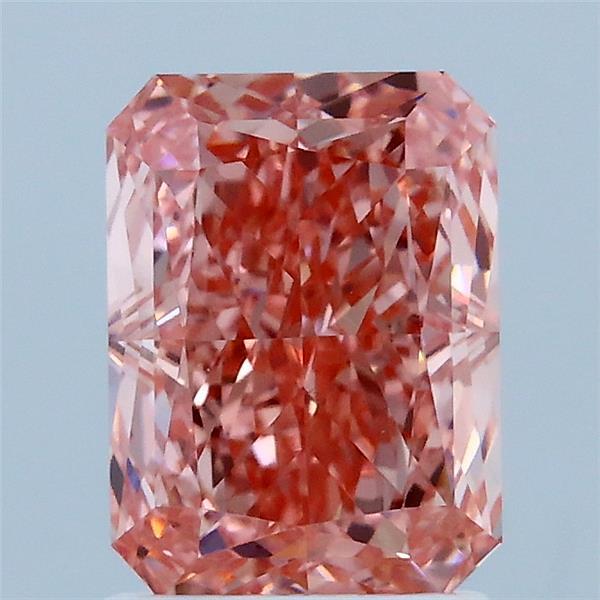 2.04 Carat Radiant Lab Grown Diamond, Fancy Vivid Pink Color, VS2 Clarity