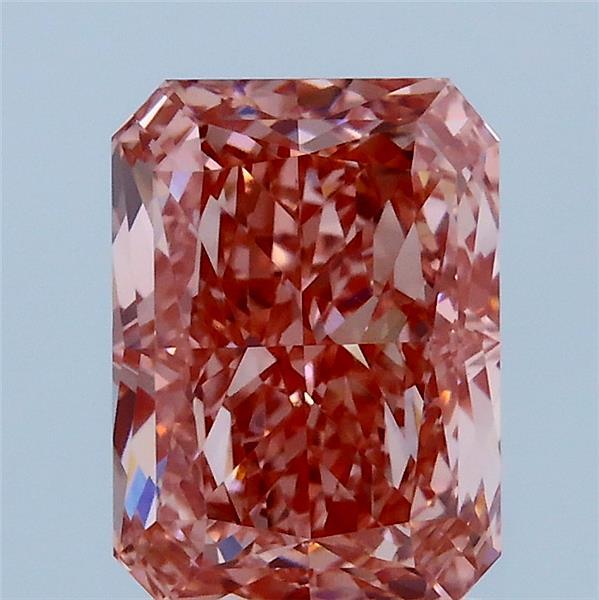 2.15 Carat Radiant Lab Grown Diamond, Fancy Vivid Pink Color, VVS2 Clarity