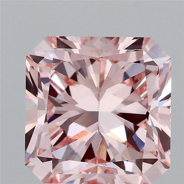 3.00 Carat Radiant Lab Grown Diamond, Fancy Intense Pink Color, VS1 Clarity