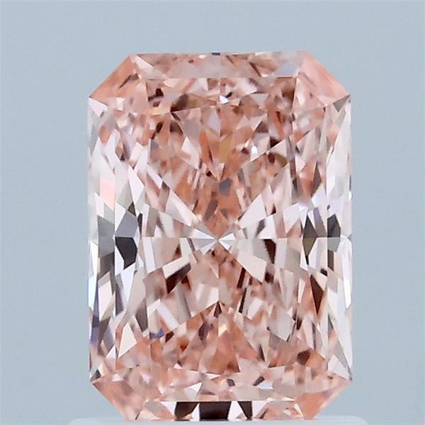 1.05 Carat Radiant Lab Grown Diamond, Fancy Vivid Pink Color, VVS2 Clarity