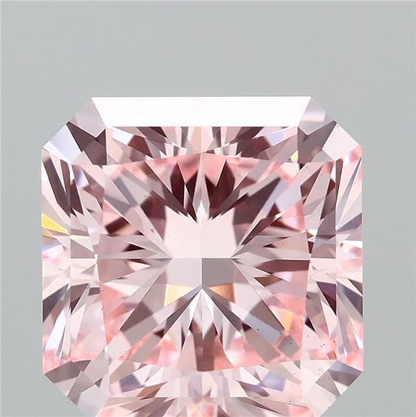 2.85 Carat Radiant Lab Grown Diamond, Fancy Vivid Pink Color, VS1 Clarity