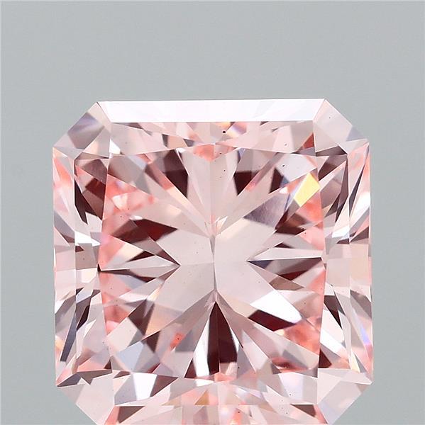 2.94 Carat Radiant Lab Grown Diamond, Fancy Vivid Pink Color, VS1 Clarity