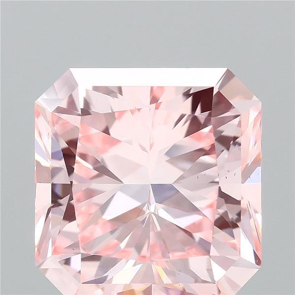 3.00 Carat Radiant Lab Grown Diamond, Fancy Vivid Pink Color, VS1 Clarity