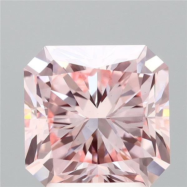 3.00 Carat Radiant Lab Grown Diamond, Fancy Vivid Pink Color, VS1 Clarity