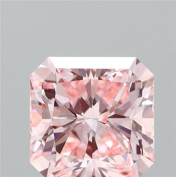 2.89 Carat Radiant Lab Grown Diamond, Fancy Vivid Pink Color, VS1 Clarity