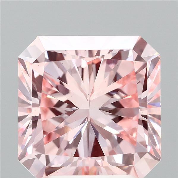 3.26 Carat Radiant Lab Grown Diamond, Fancy Vivid Pink Color, VS1 Clarity