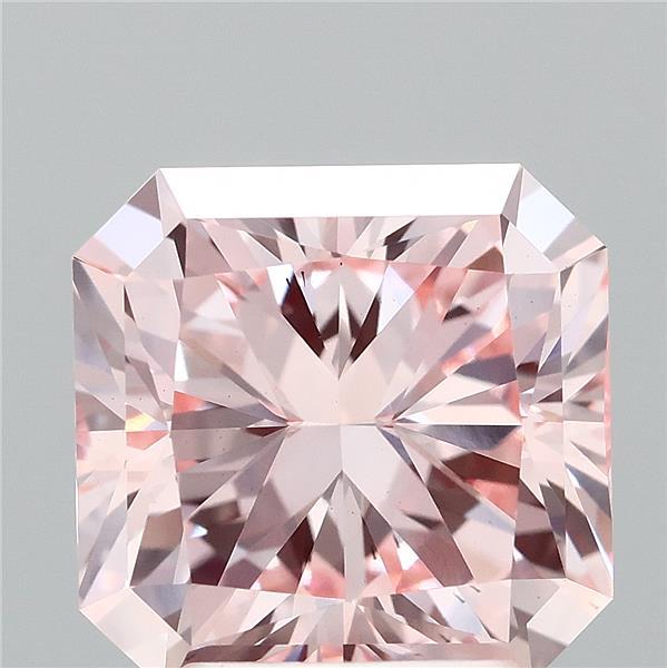 3.01 Carat Radiant Lab Grown Diamond, Fancy Intense Pink Color, VS2 Clarity