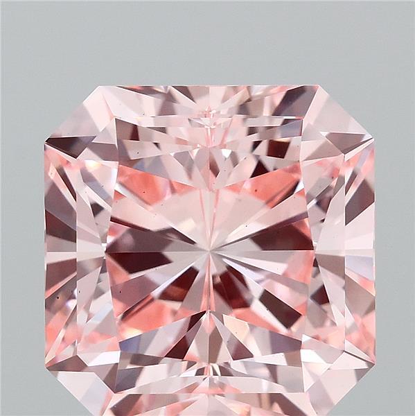 3.04 Carat Radiant Lab Grown Diamond, Fancy Intense Pink Color, VS1 Clarity