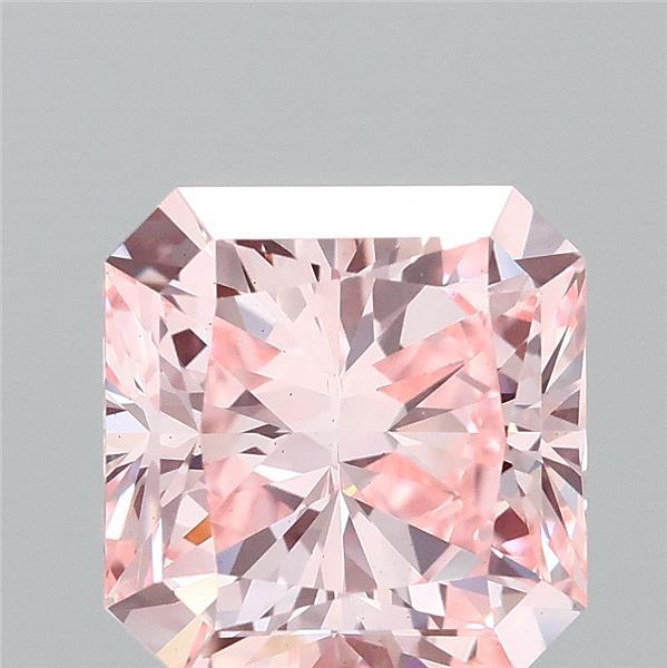 3.01 Carat Radiant Lab Grown Diamond, Fancy Intense Pink Color, VS2 Clarity