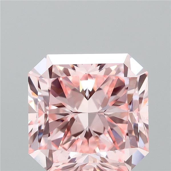 3.01 Carat Radiant Lab Grown Diamond, Fancy Vivid Pink Color, VS1 Clarity