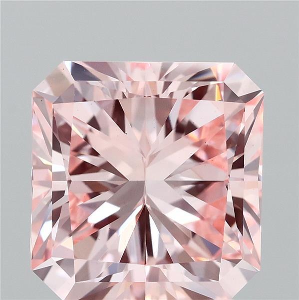 3.01 Carat Radiant Lab Grown Diamond, Fancy Intense Pink Color, VS1 Clarity