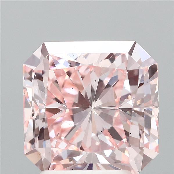 3.00 Carat Radiant Lab Grown Diamond, Very Good Cut, Fancy Intense Pink Color, VS2 Clarity