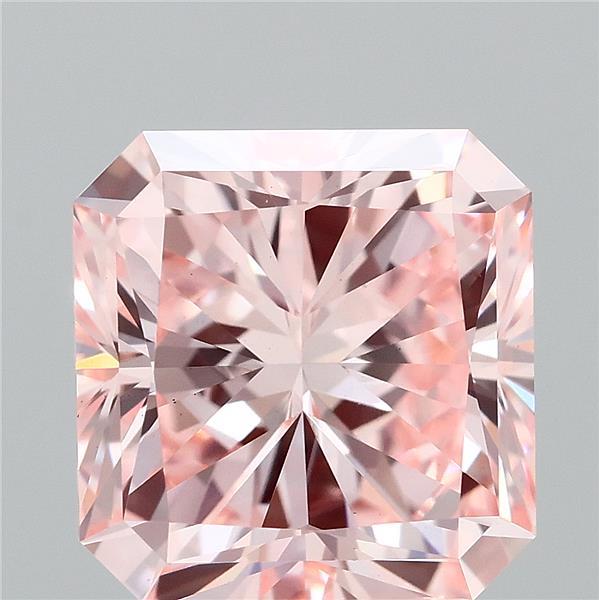 2.99 Carat Radiant Lab Grown Diamond, Fancy Intense Pink Color, VS1 Clarity