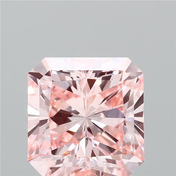 2.66 Carat Radiant Lab Grown Diamond, Fancy Intense Pink Color, VS1 Clarity