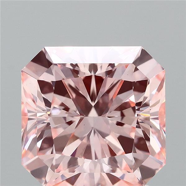 2.64 Carat Radiant Lab Grown Diamond, Fancy Intense Pink Color, VVS2 Clarity