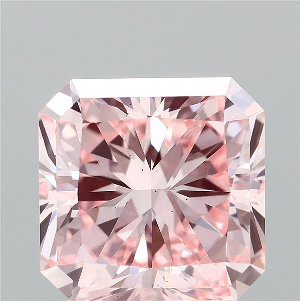 2.64 Carat Radiant Lab Grown Diamond, Fancy Vivid Pink Color, VS2 Clarity