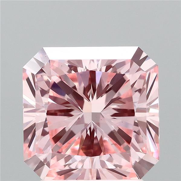 2.56 Carat Radiant Lab Grown Diamond, Fancy Vivid Pink Color, VS2 Clarity