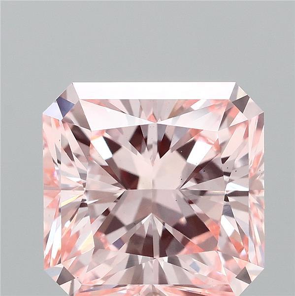 2.53 Carat Radiant Lab Grown Diamond, Fancy Intense Pink Color, VS1 Clarity