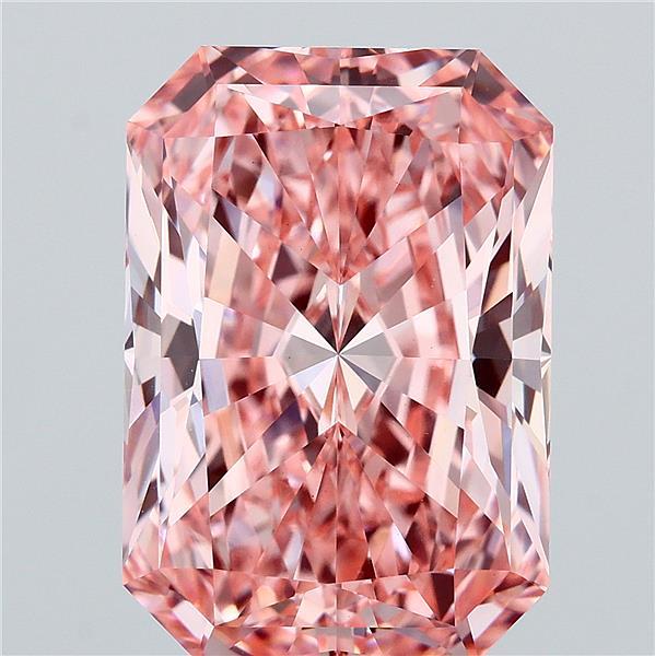 8.47 Carat Radiant Lab Grown Diamond, Fancy Vivid Pink Color, VS1 Clarity