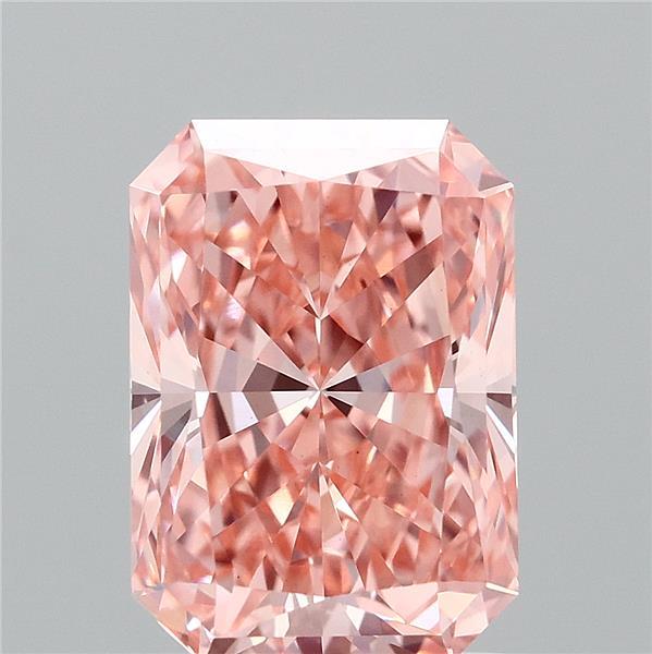 1.91 Carat Radiant Lab Grown Diamond, Fancy Vivid Pink Color, VVS2 Clarity