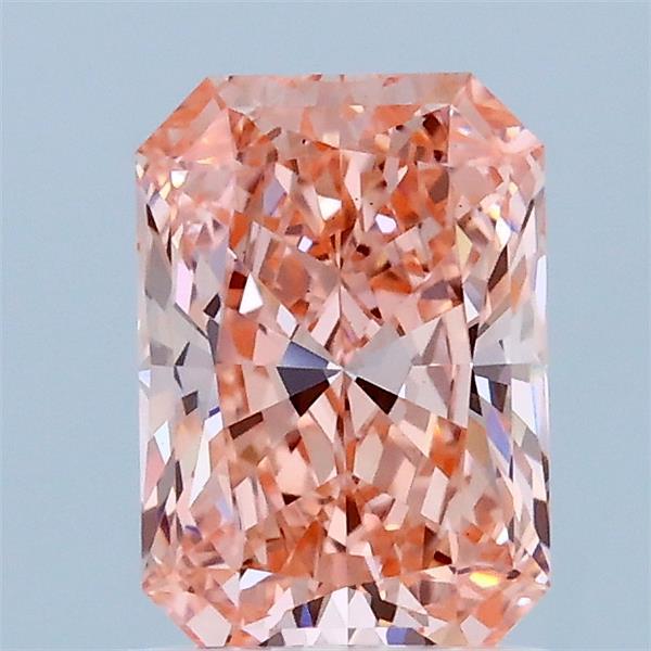 1.22 Carat Radiant Lab Grown Diamond, Fancy Vivid Pink Color, VS1 Clarity