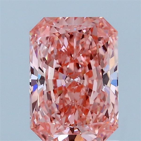 1.20 Carat Radiant Lab Grown Diamond, Fancy Vivid Pink Color, VS1 Clarity