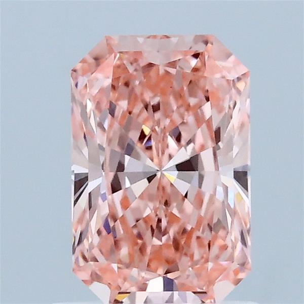 1.06 Carat Radiant Lab Grown Diamond, Fancy Vivid Pink Color, VVS2 Clarity