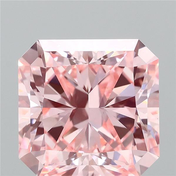 3.03 Carat Radiant Lab Grown Diamond, Fancy Vivid Pink Color, VS1 Clarity