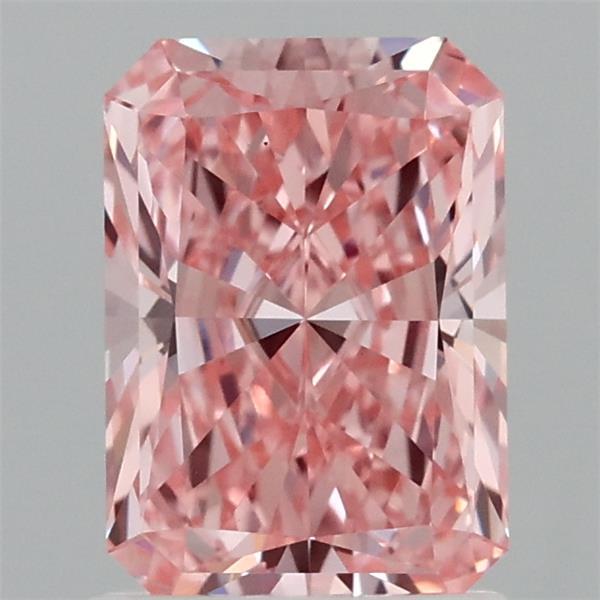 1.54 Carat Radiant Lab Grown Diamond, Fancy Vivid Pink Color, VS1 Clarity