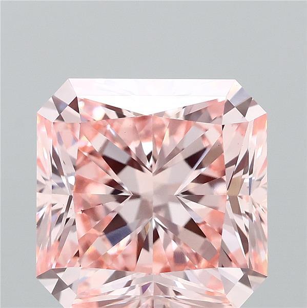 3.15 Carat Radiant Lab Grown Diamond, Fancy Vivid Pink Color, VS1 Clarity