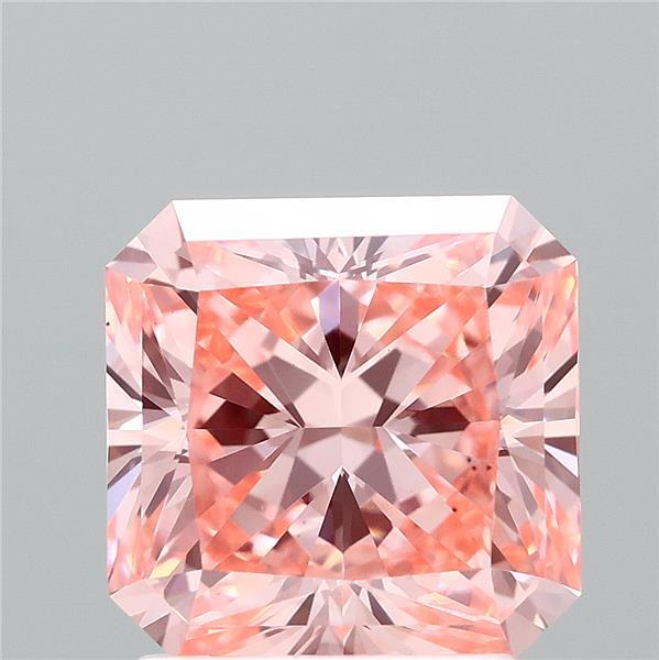 2.11 Carat Radiant Lab Grown Diamond, Fancy Vivid Pink Color, VS1 Clarity
