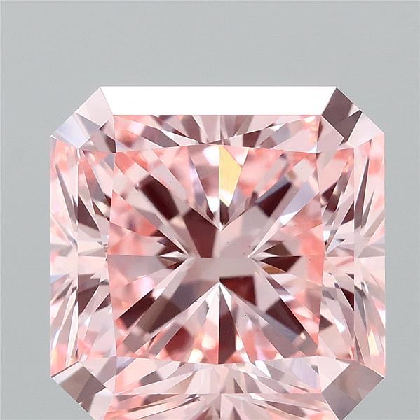3.21 Carat Radiant Lab Grown Diamond, Fancy Vivid Pink Color, VS1 Clarity