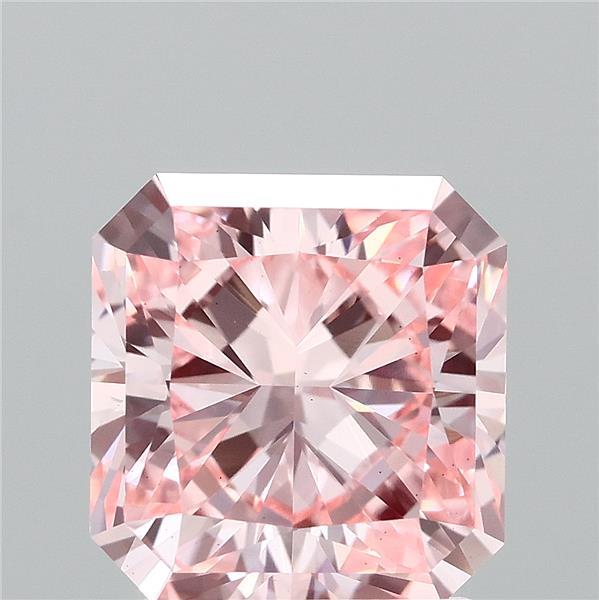 2.03 Carat Radiant Lab Grown Diamond, Fancy Vivid Pink Color, VS1 Clarity