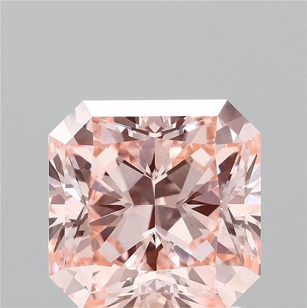 2.01 Carat Radiant Lab Grown Diamond, Fancy Vivid Pink Color, VVS2 Clarity