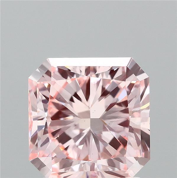 1.91 Carat Radiant Lab Grown Diamond, Fancy Intense Pink Color, VS1 Clarity