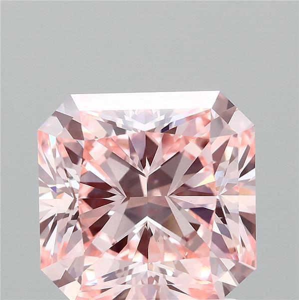 2.20 Carat Radiant Lab Grown Diamond, Fancy Intense Pink Color, VVS2 Clarity
