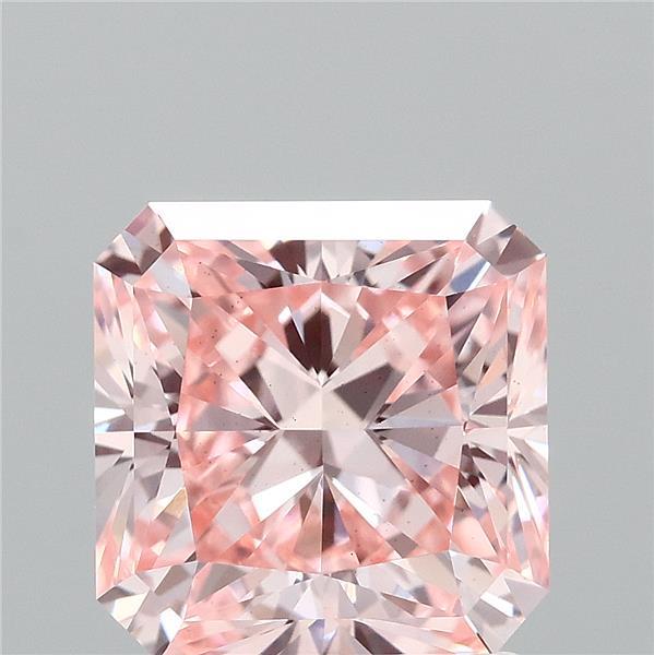 2.06 Carat Radiant Lab Grown Diamond, Fancy Vivid Pink Color, VS1 Clarity