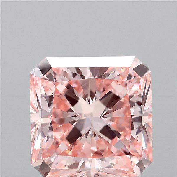 2.08 Carat Radiant Lab Grown Diamond, Fancy Vivid Pink Color, VS1 Clarity