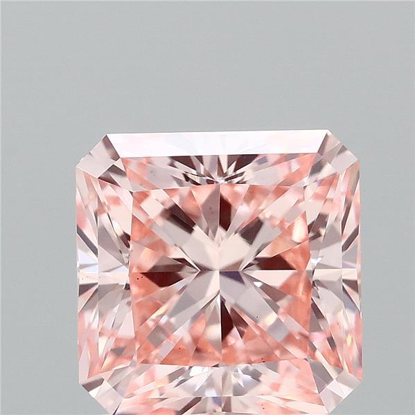 2.07 Carat Radiant Lab Grown Diamond, Fancy Vivid Pink Color, VS2 Clarity