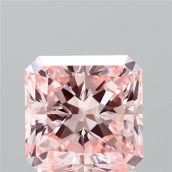 2.09 Carat Radiant Lab Grown Diamond, Fancy Intense Pink Color, VS1 Clarity